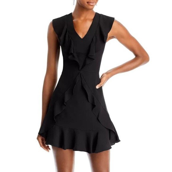 BCBGMaxAzria Black Sleeveless V-Neck Mini Dress - Picture 2 of 6